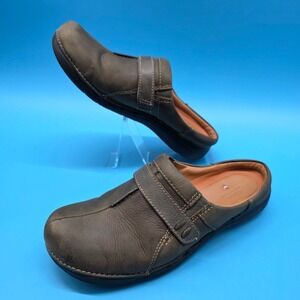 Clarks Unstructured green Leather Mules Slip On Comfort Shoes Womens 8 26174968
